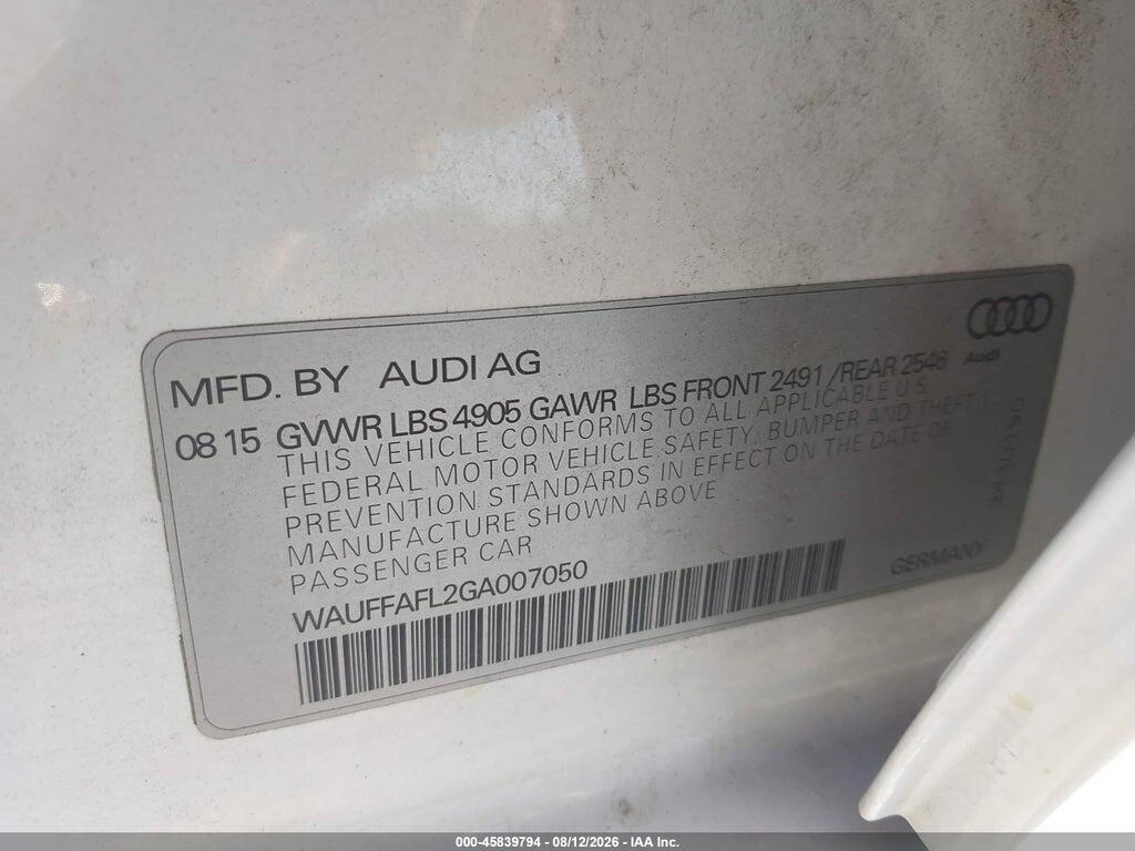 WAUFFAFL2GA007050 2016 AUDI A4 photo no. 9