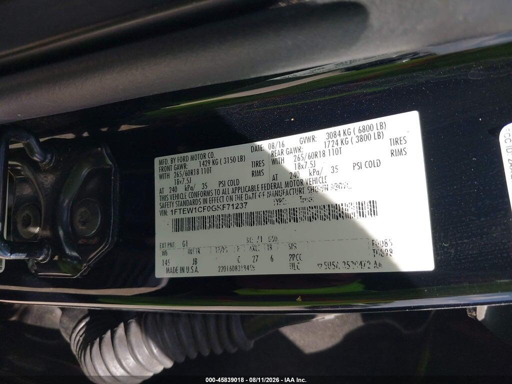 1FTEW1CF0GKF71237 2016 FORD F-150 photo no. 9