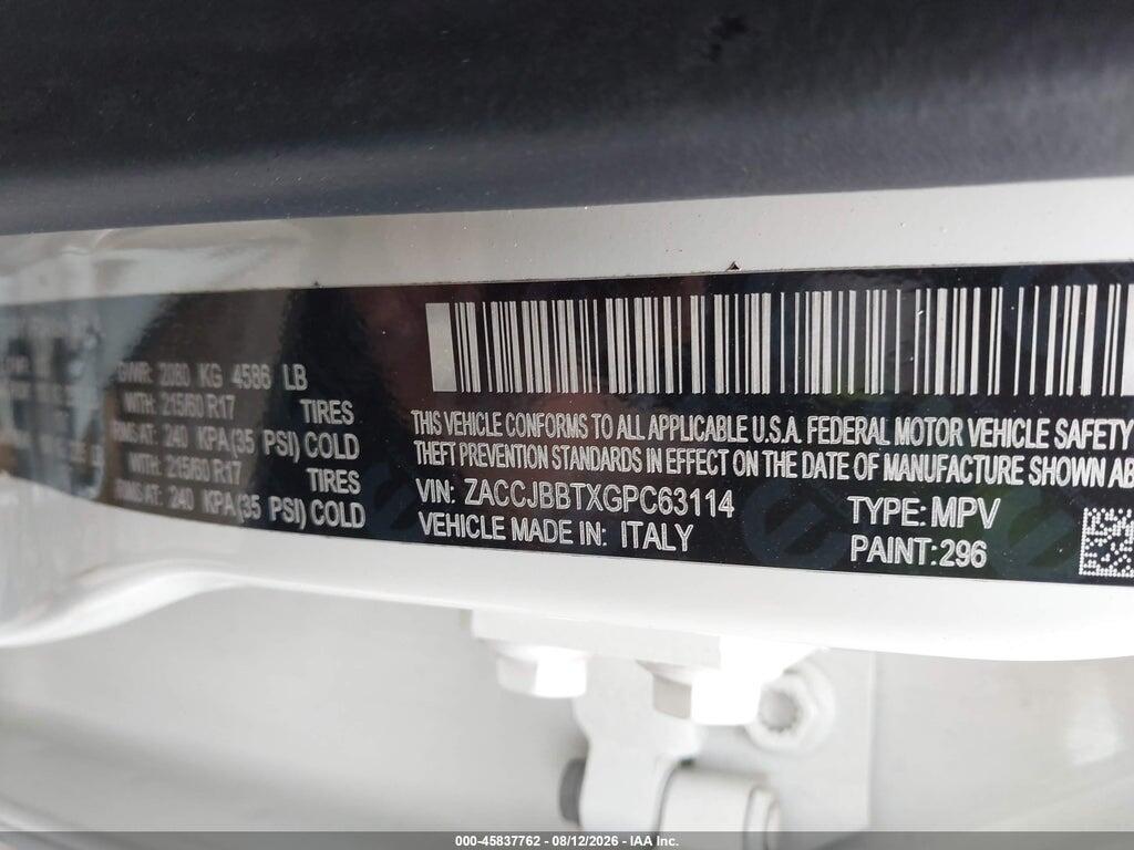 ZACCJBBTXGPC63114 2016 JEEP RENEGADE photo no. 9
