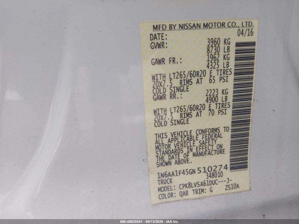 1N6AA1F45GN510274 2016 NISSAN TITAN XD photo no. 7