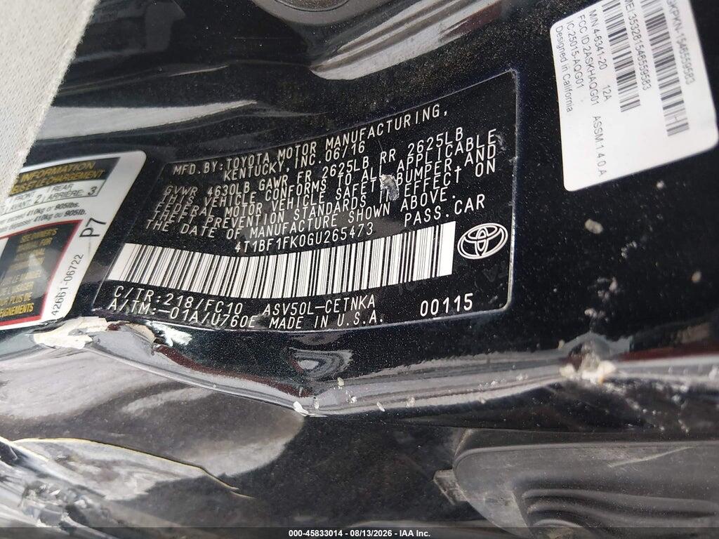 4T1BF1FK0GU265473 2016 TOYOTA CAMRY photo no. 9