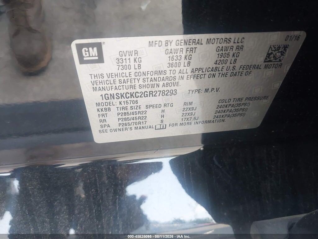 1GNSKCKC2GR278293 2016 CHEVROLET TAHOE photo no. 9