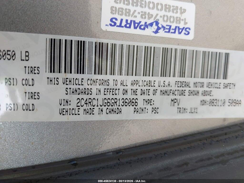 2C4RC1JG6GR136066 2016 CHRYSLER TOWN & COUNTRY photo no. 9
