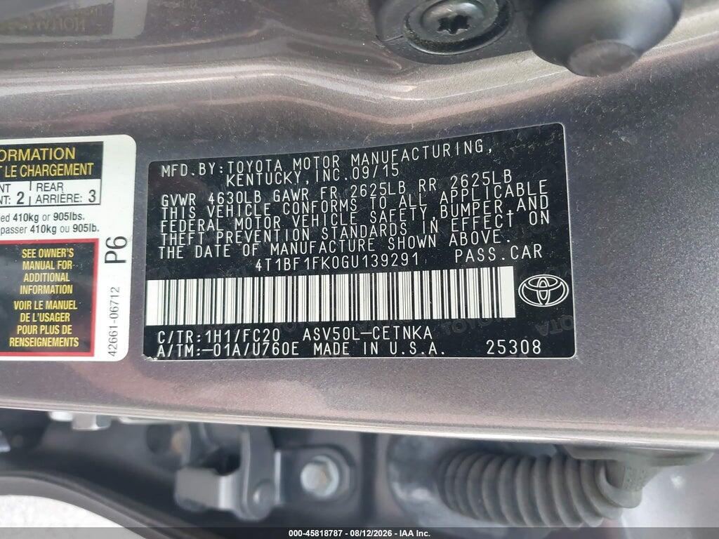 4T1BF1FK0GU139291 2016 TOYOTA CAMRY photo no. 9