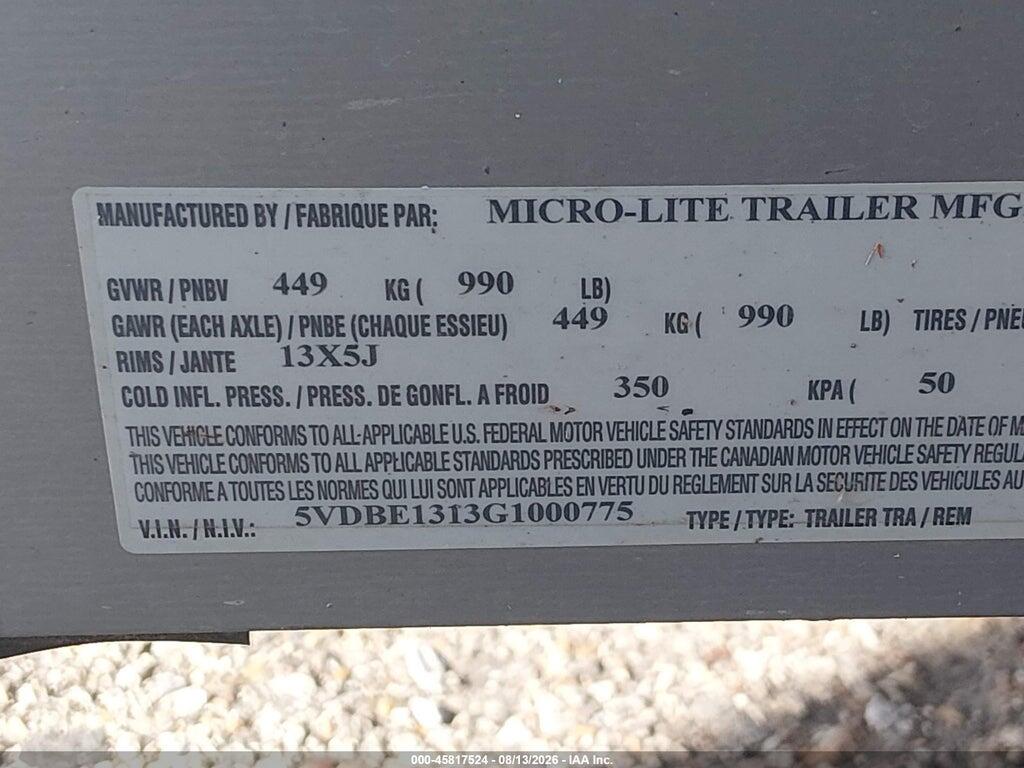 5VDBE1313G1000775 2016 MICRO-LITE OTHER photo no. 9