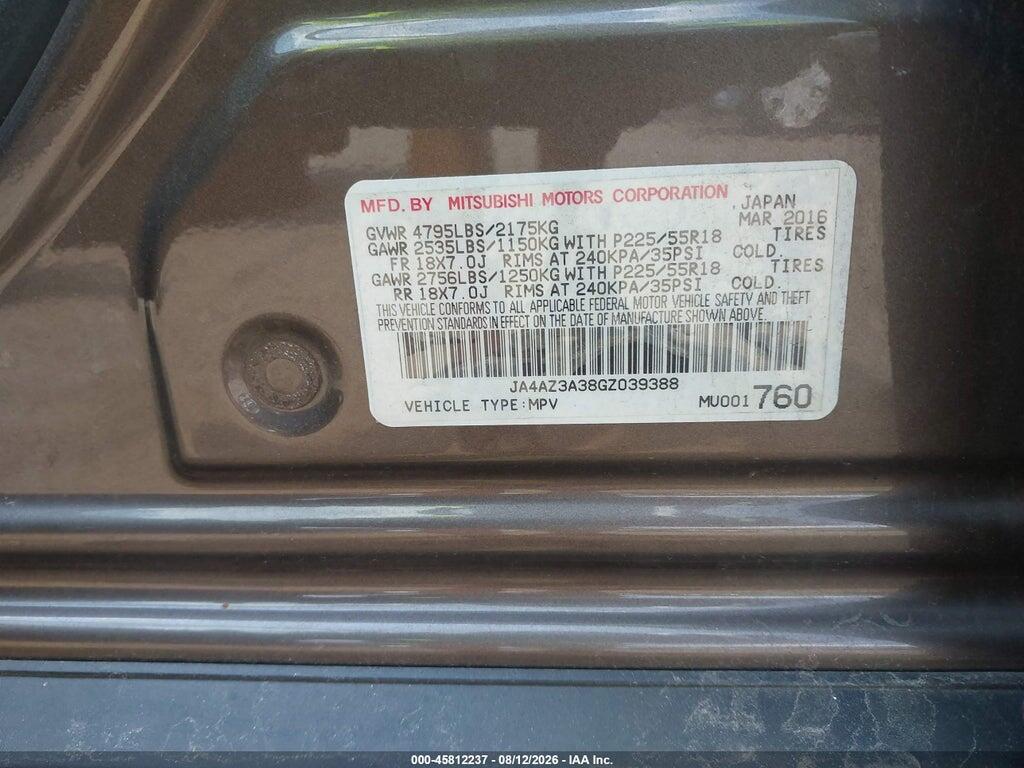 JA4AZ3A38GZ039388 2016 MITSUBISHI OUTLANDER photo no. 9