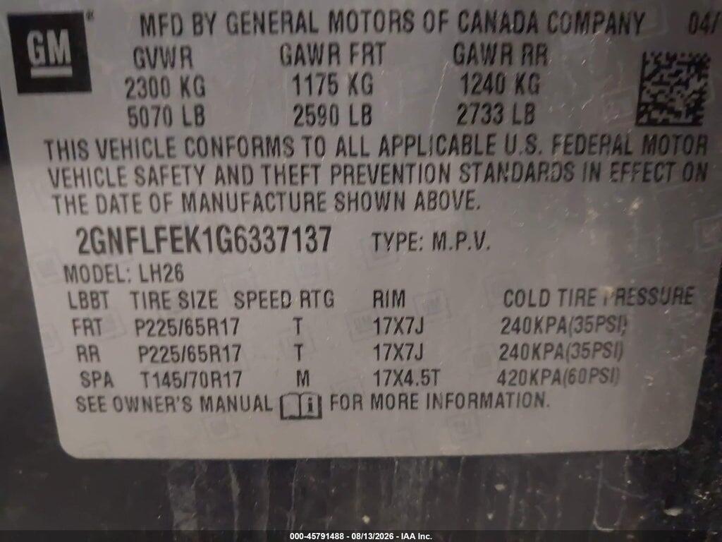 2GNFLFEK1G6337137 2016 CHEVROLET EQUINOX photo no. 9