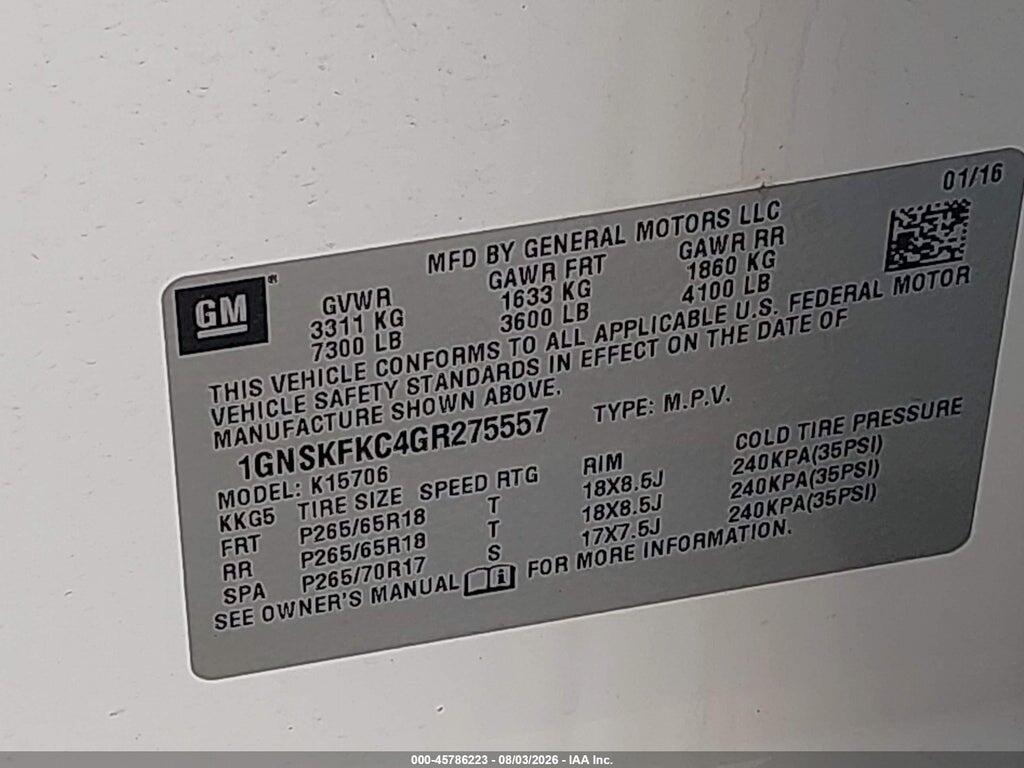 1GNSKFKC4GR275557 2016 CHEVROLET TAHOE photo no. 9