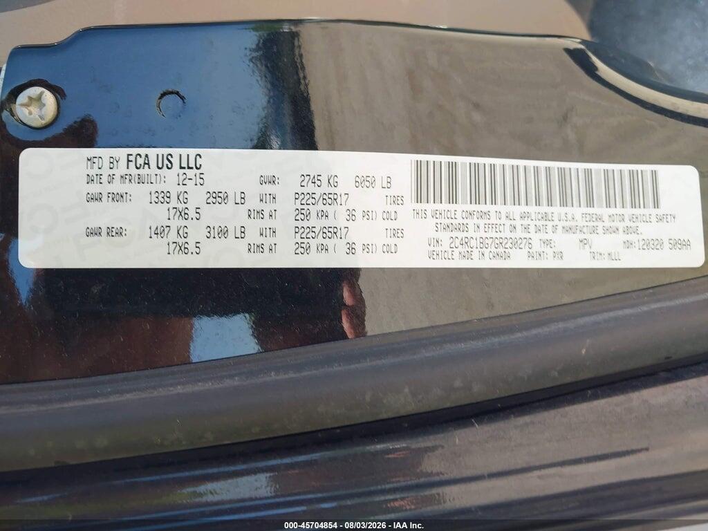 2C4RC1BG7GR230276 2016 CHRYSLER TOWN & COUNTRY photo no. 9