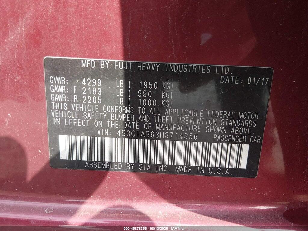 4S3GTAB63H3714356 2017 SUBARU IMPREZA photo no. 9