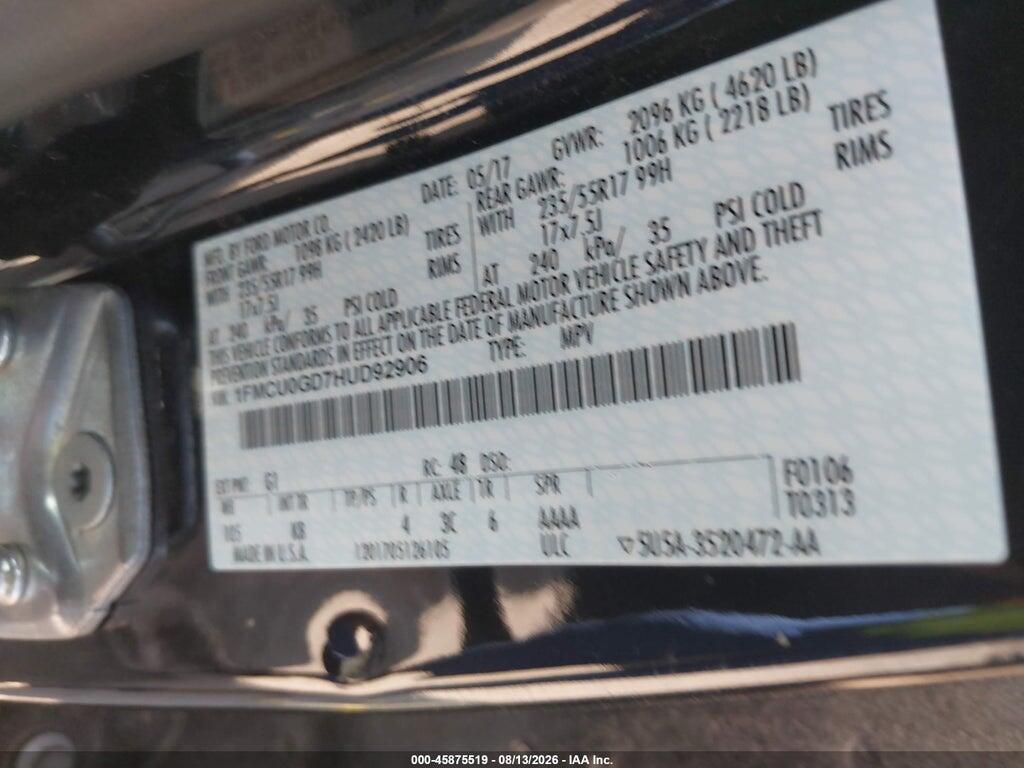 1FMCU0GD7HUD92906 2017 FORD ESCAPE photo no. 9
