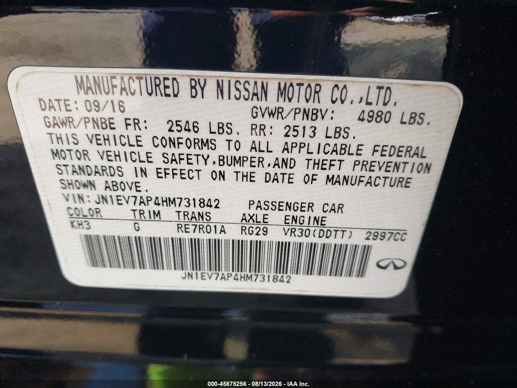 JN1EV7AP4HM731842 2017 INFINITI Q50 photo no. 9