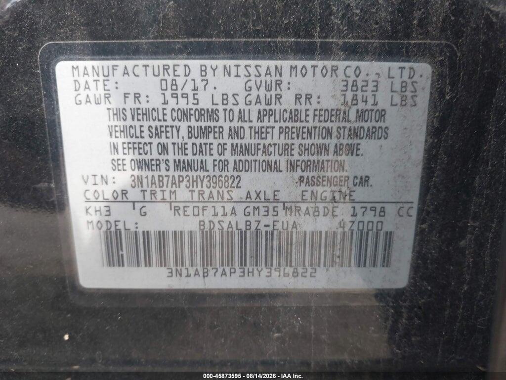 3N1AB7AP3HY396822 2017 NISSAN SENTRA photo no. 9