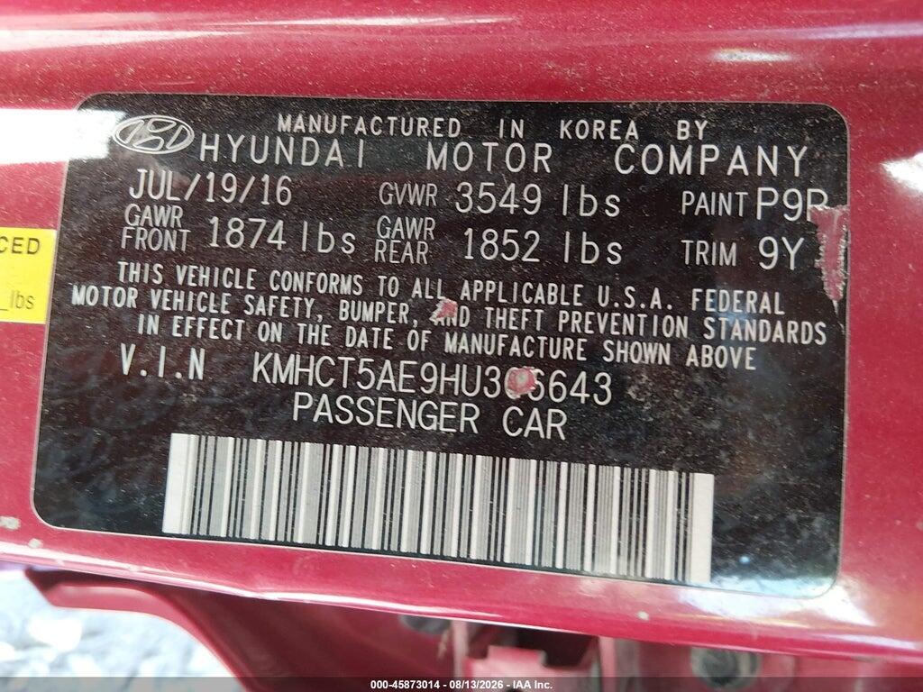 KMHCT5AE9HU306643 2017 HYUNDAI ACCENT photo no. 9