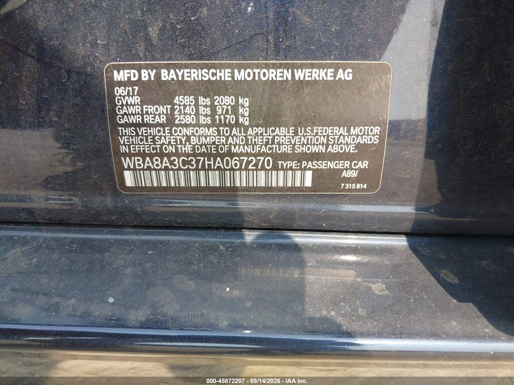WBA8A3C37HA067270 2017 BMW 320I photo no. 9