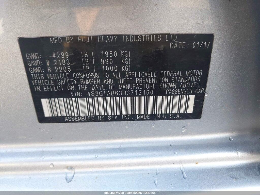 4S3GTAB63H3713160 2017 SUBARU IMPREZA photo no. 9