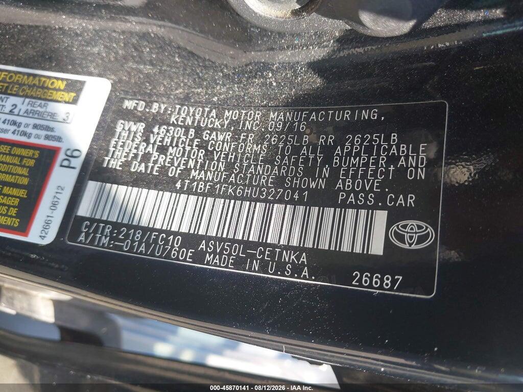 4T1BF1FK6HU327041 2017 TOYOTA CAMRY photo no. 9