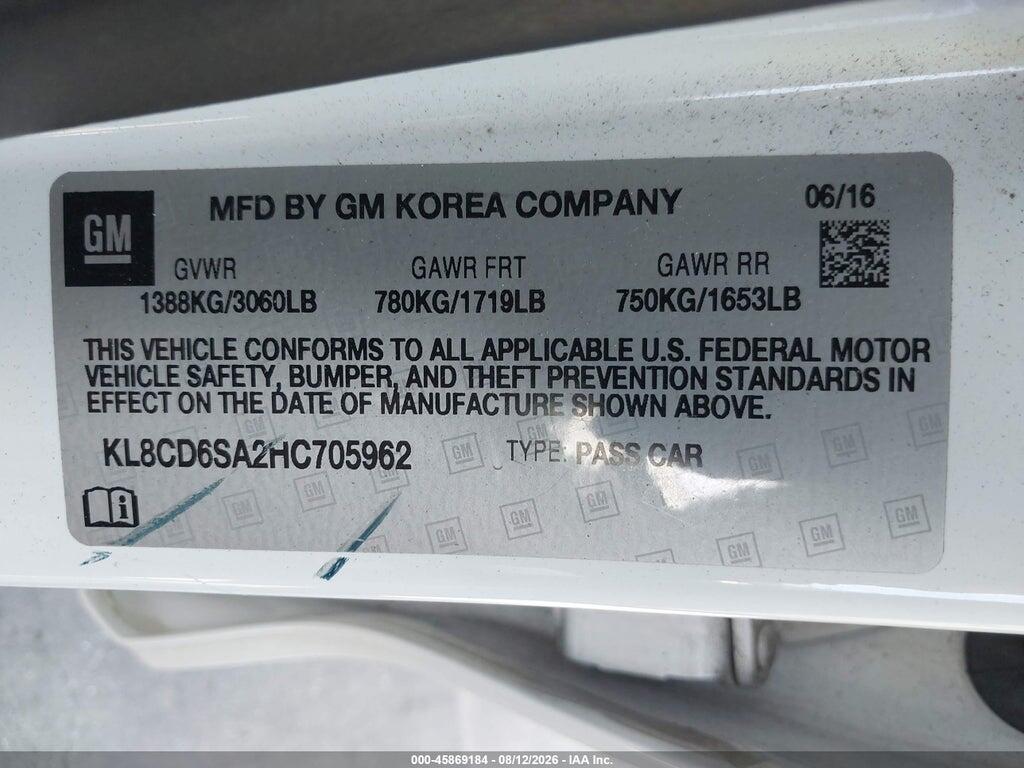 KL8CD6SA2HC705962 2017 CHEVROLET SPARK photo no. 9