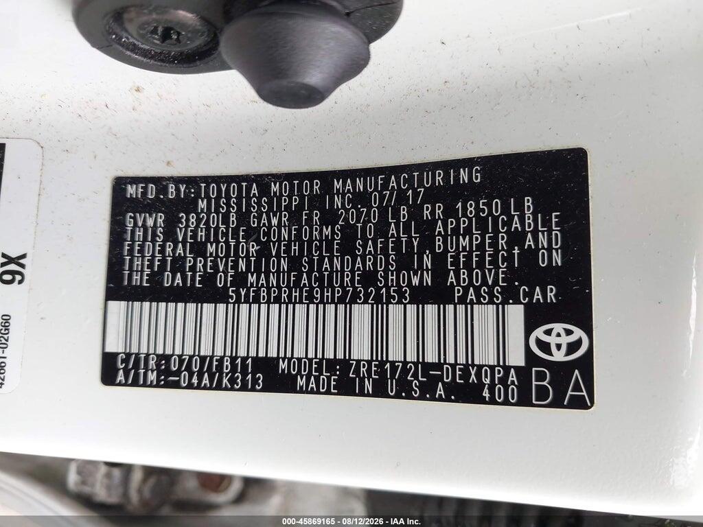 5YFBPRHE9HP732153 2017 TOYOTA COROLLA photo no. 9