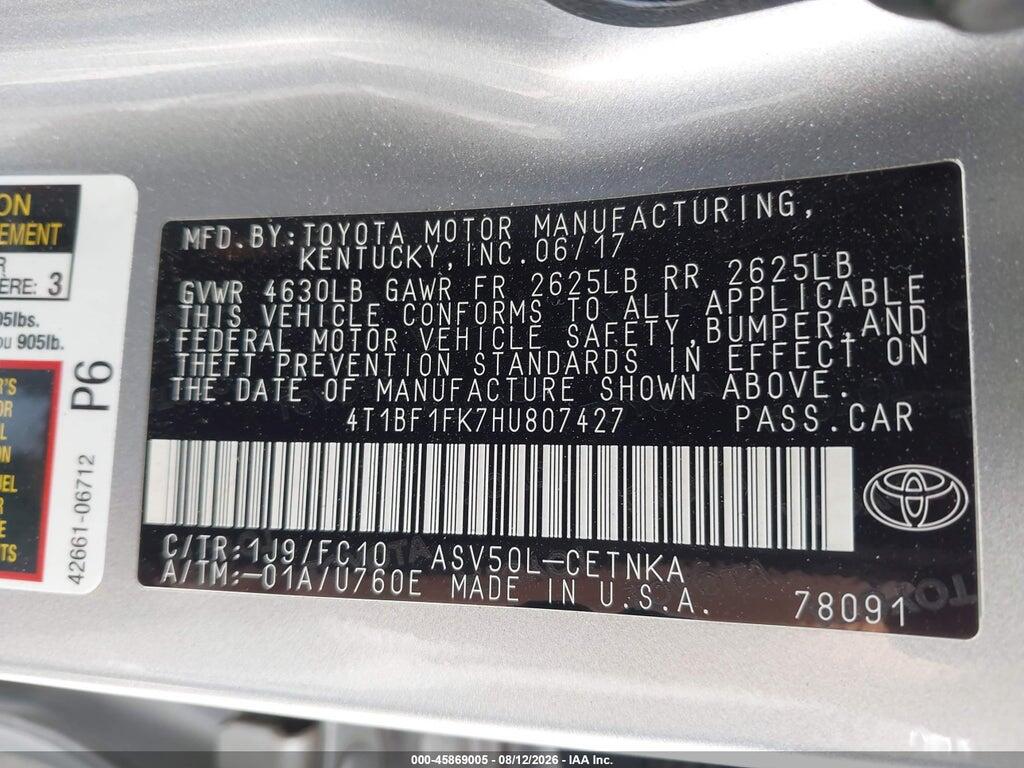 4T1BF1FK7HU807427 2017 TOYOTA CAMRY photo no. 9