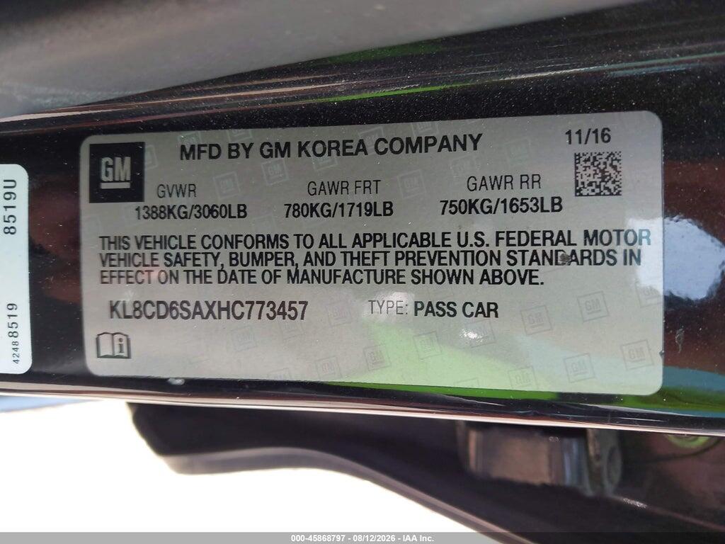 KL8CD6SAXHC773457 2017 CHEVROLET SPARK photo no. 9
