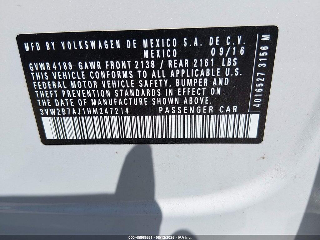 3VW2B7AJ1HM247214 2017 VOLKSWAGEN JETTA photo no. 9