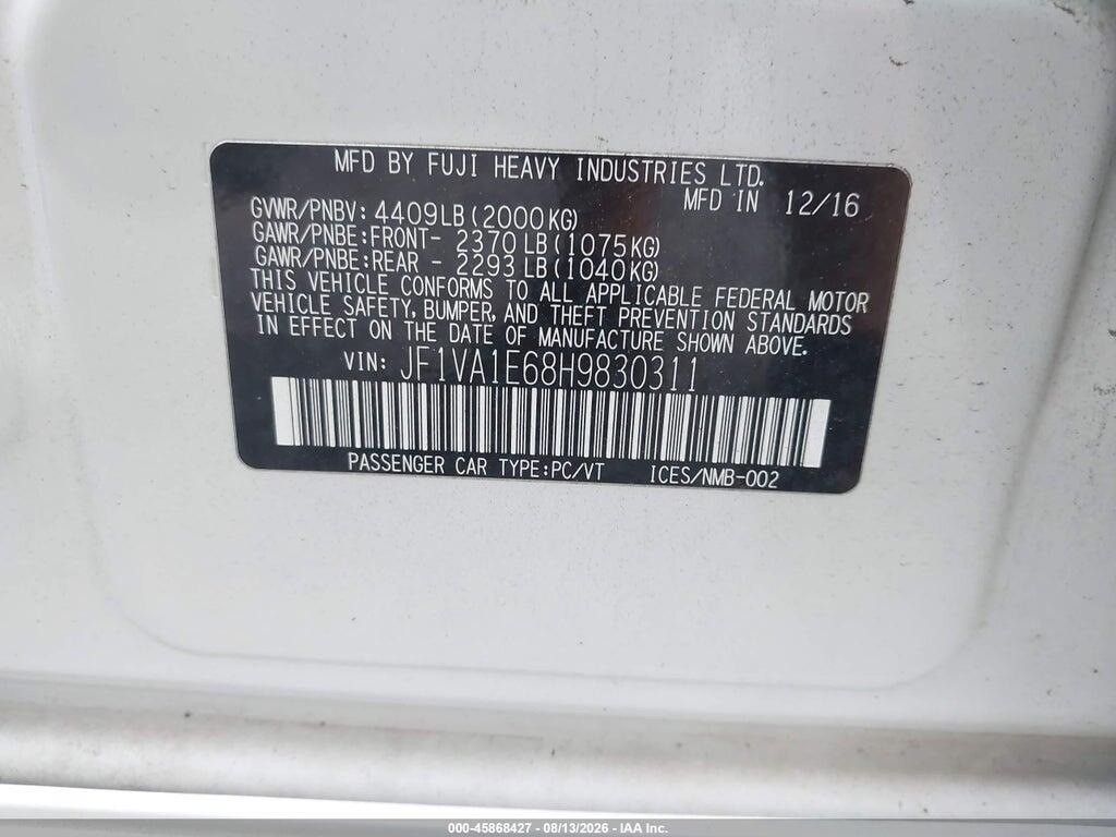 JF1VA1E68H9830311 2017 SUBARU WRX photo no. 9