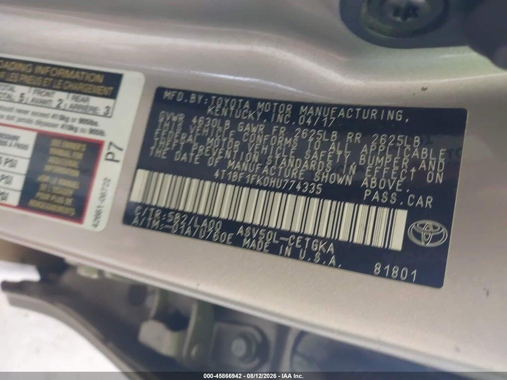 4T1BF1FK0HU774335 2017 TOYOTA CAMRY photo no. 9