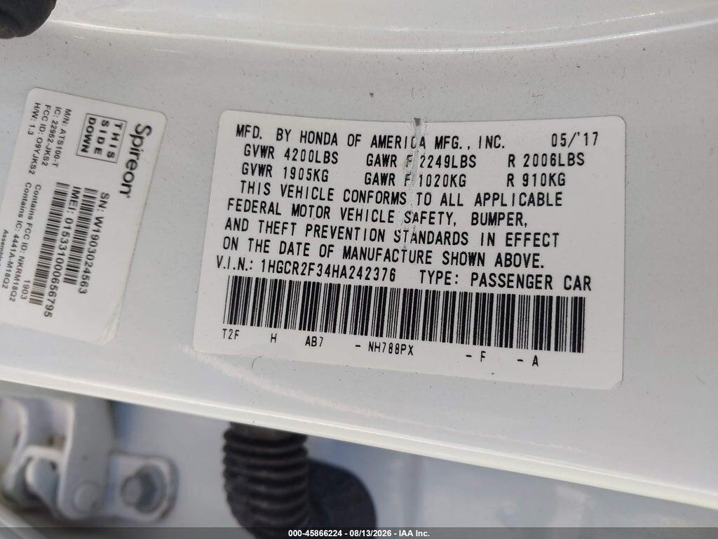 1HGCR2F34HA242376 2017 HONDA ACCORD photo no. 9