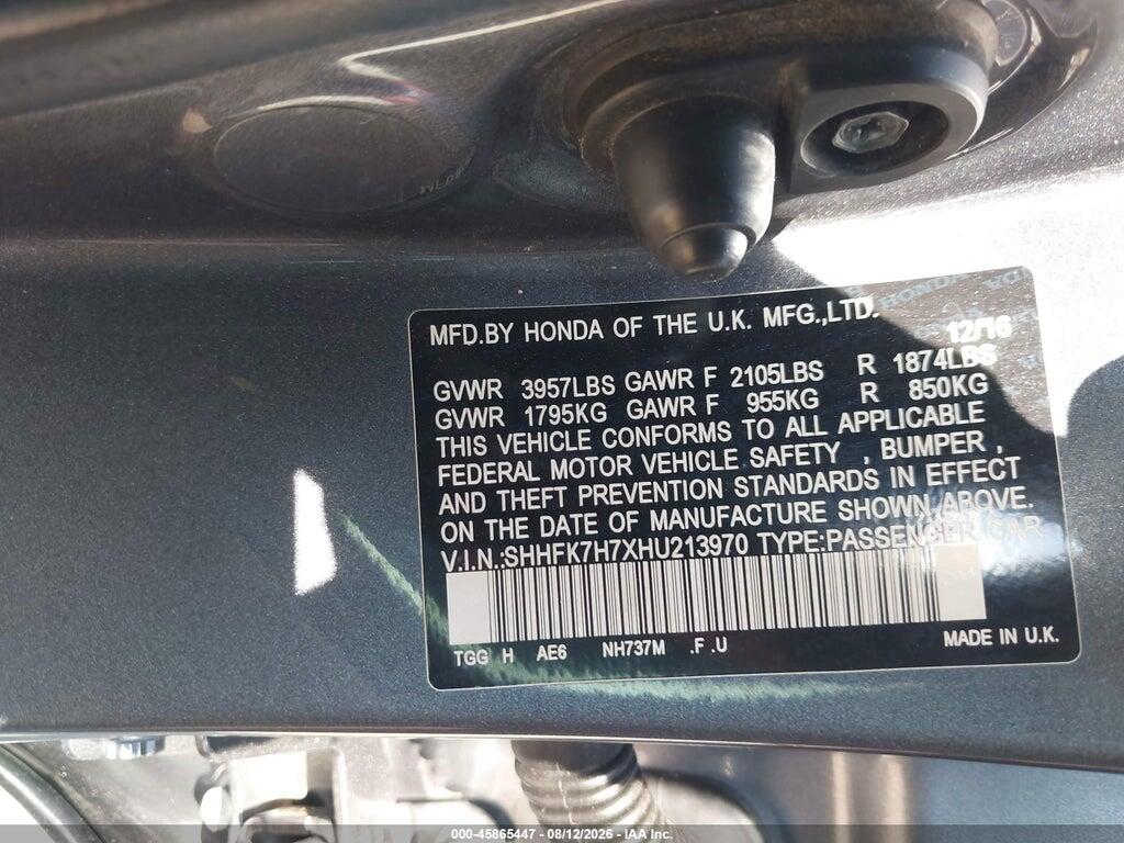 SHHFK7H7XHU213970 2017 HONDA CIVIC photo no. 9
