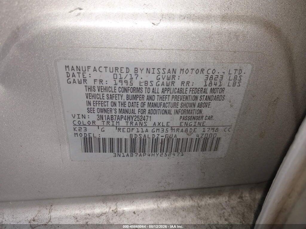 3N1AB7AP4HY252471 2017 NISSAN SENTRA photo no. 9