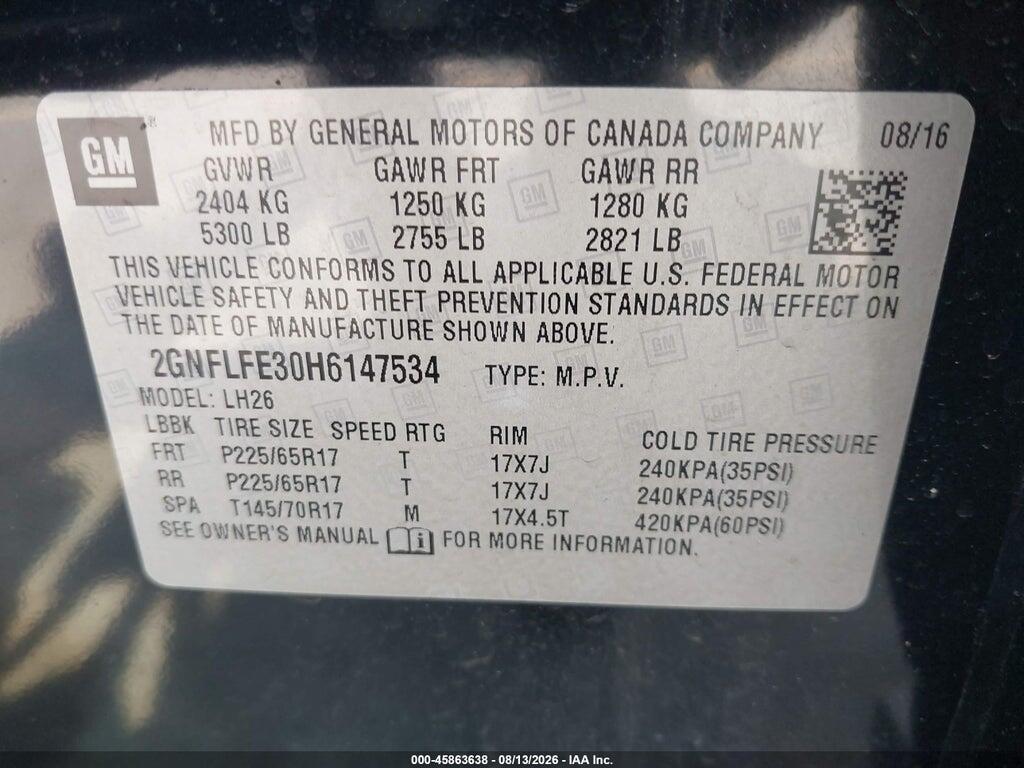 2GNFLFE30H6147534 2017 CHEVROLET EQUINOX photo no. 9