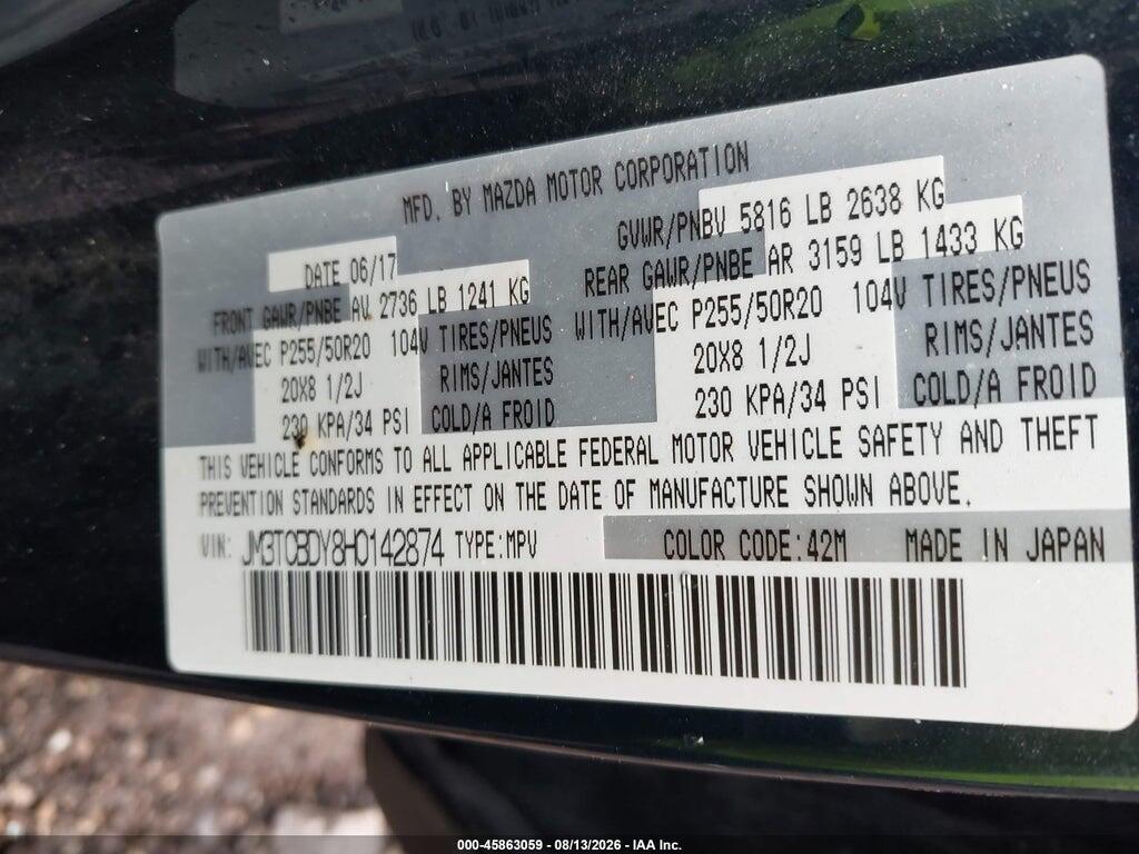JM3TCBDY8H0142874 2017 MAZDA CX-9 photo no. 9