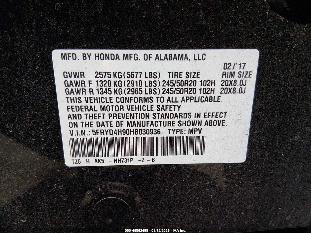 5FRYD4H90HB030936 2017 ACURA MDX photo no. 9