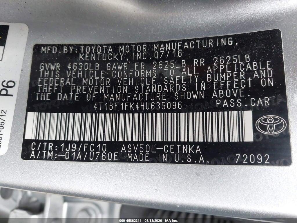 4T1BF1FK4HU635096 2017 TOYOTA CAMRY photo no. 9