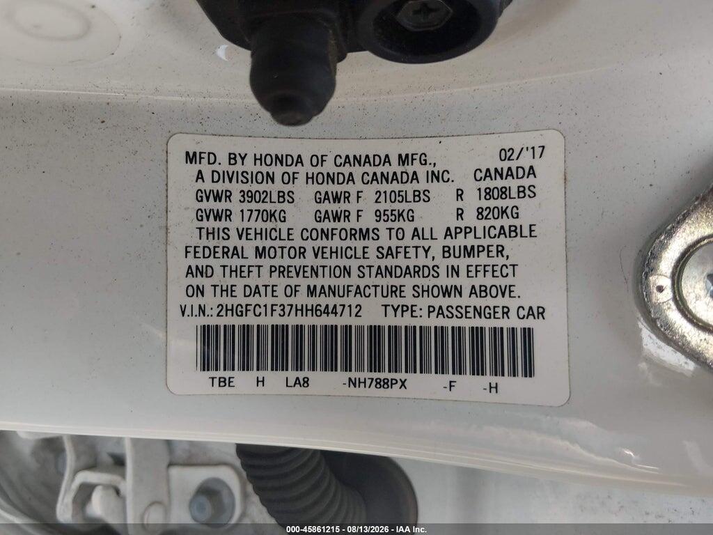 2HGFC1F37HH644712 2017 HONDA CIVIC photo no. 9