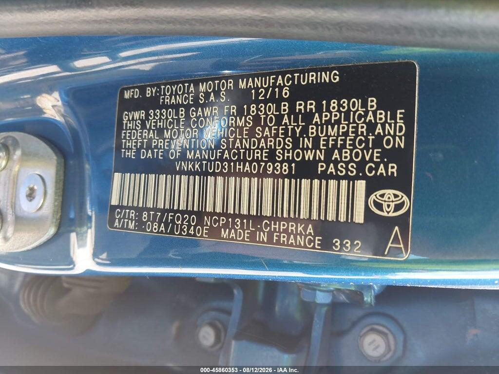 VNKKTUD31HA079381 2017 TOYOTA YARIS photo no. 9