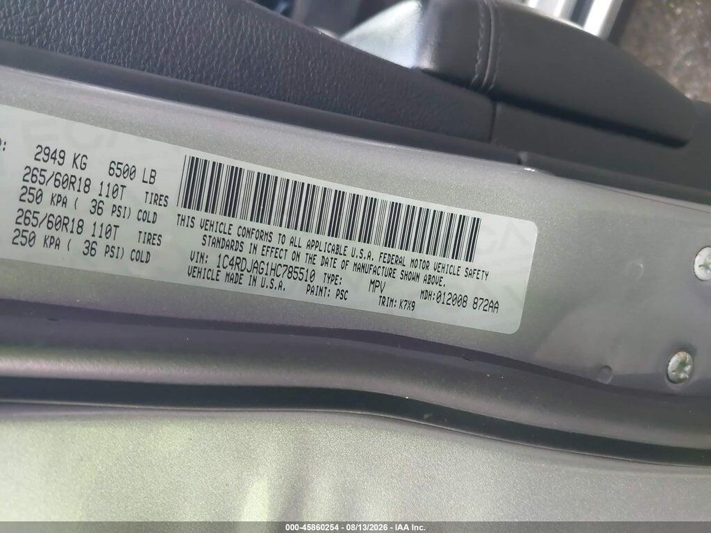1C4RDJAG1HC785510 2017 DODGE DURANGO photo no. 9