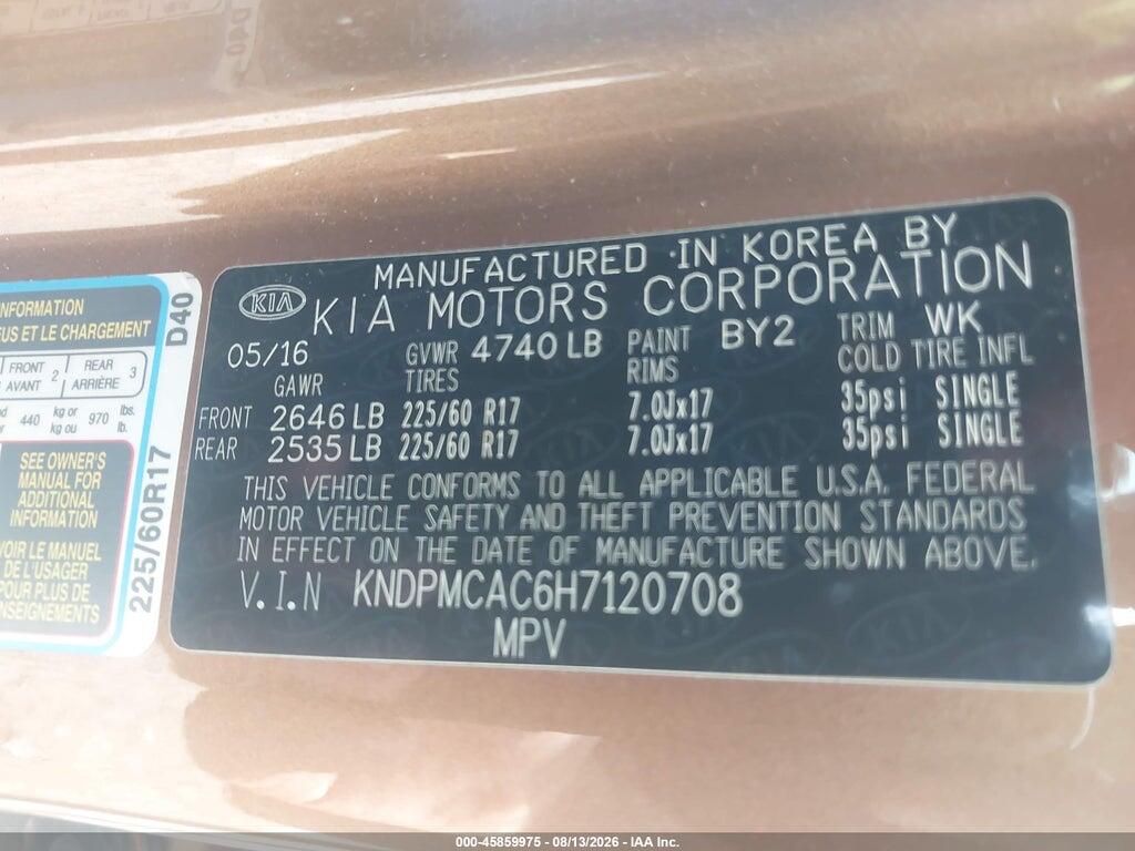 KNDPMCAC6H7120708 2017 KIA SPORTAGE photo no. 9
