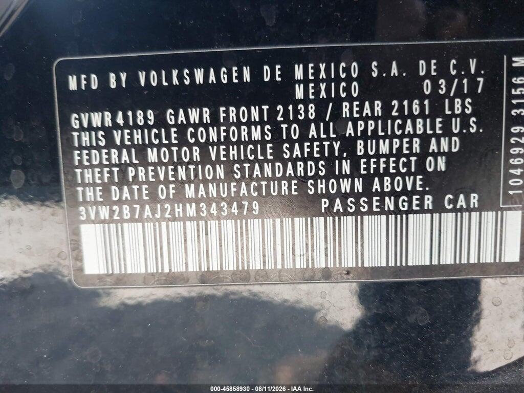 3VW2B7AJ2HM343479 2017 VOLKSWAGEN JETTA photo no. 9