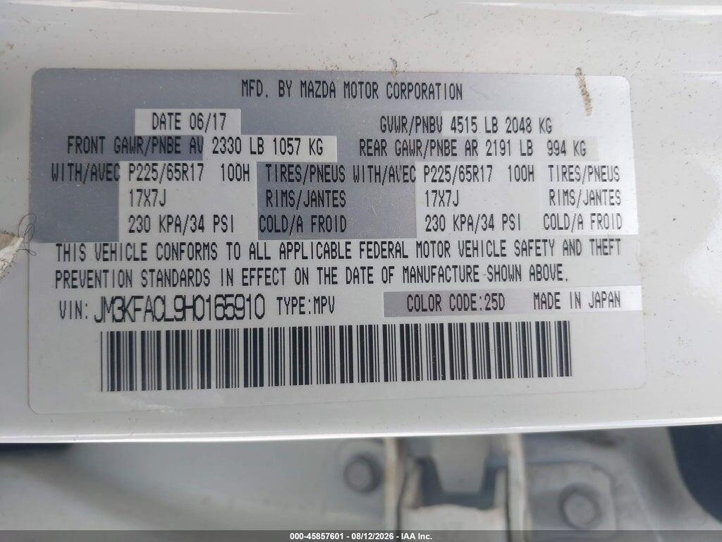 JM3KFACL9H0165910 2017 MAZDA CX-5 photo no. 9