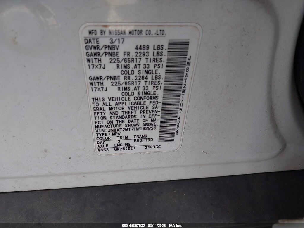 JN8AT2MT7HW148820 2017 NISSAN ROGUE photo no. 9