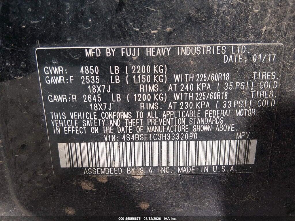 4S4BSETC3H3332090 2017 SUBARU OUTBACK photo no. 9