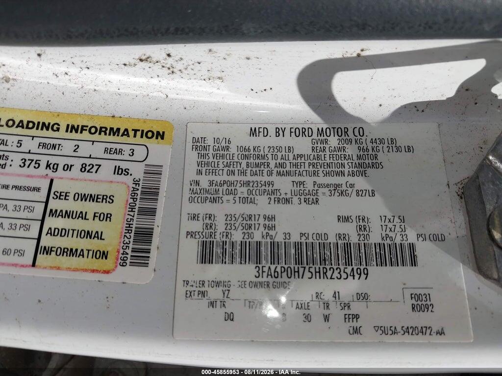 3FA6P0H75HR235499 2017 FORD FUSION photo no. 9