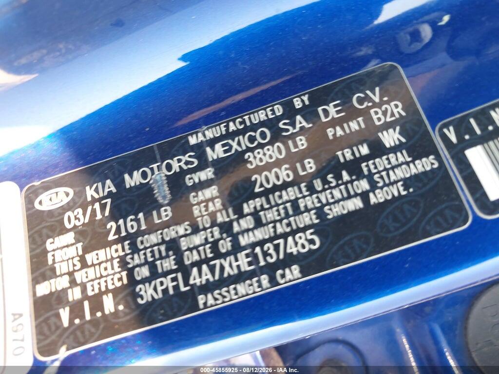 3KPFL4A7XHE137485 2017 KIA FORTE photo no. 9