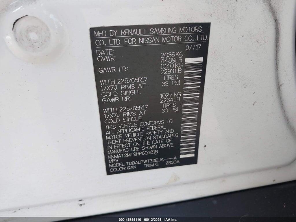 KNMAT2MT9HP603818 2017 NISSAN ROGUE photo no. 9