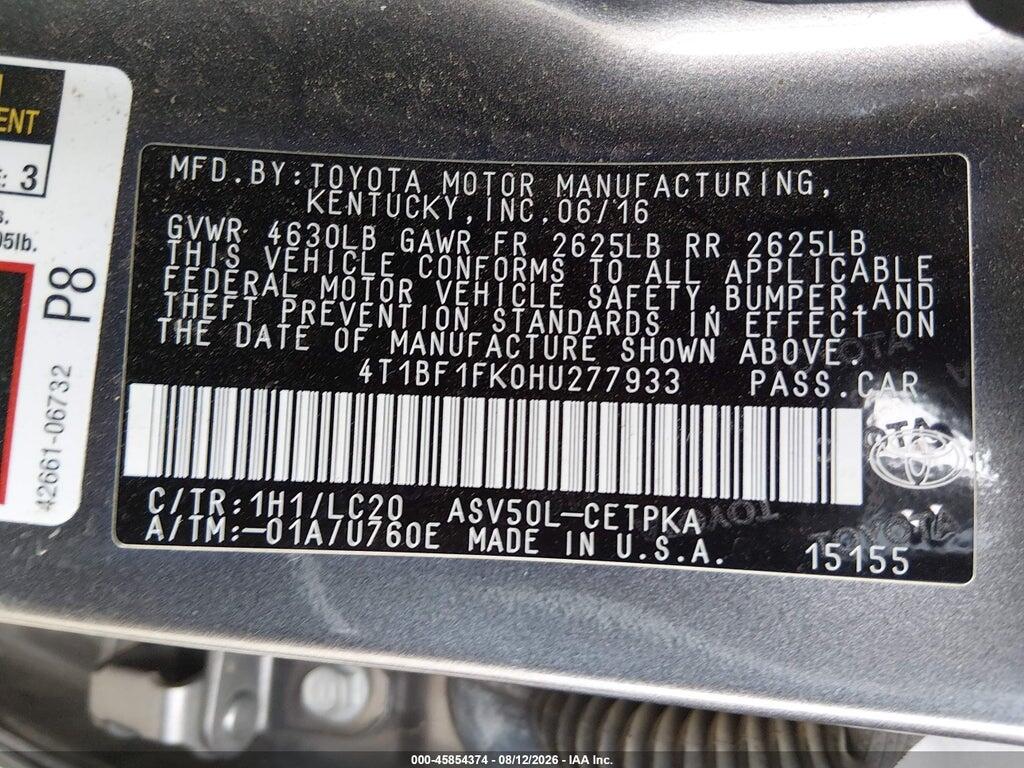 4T1BF1FK0HU277933 2017 TOYOTA CAMRY photo no. 9