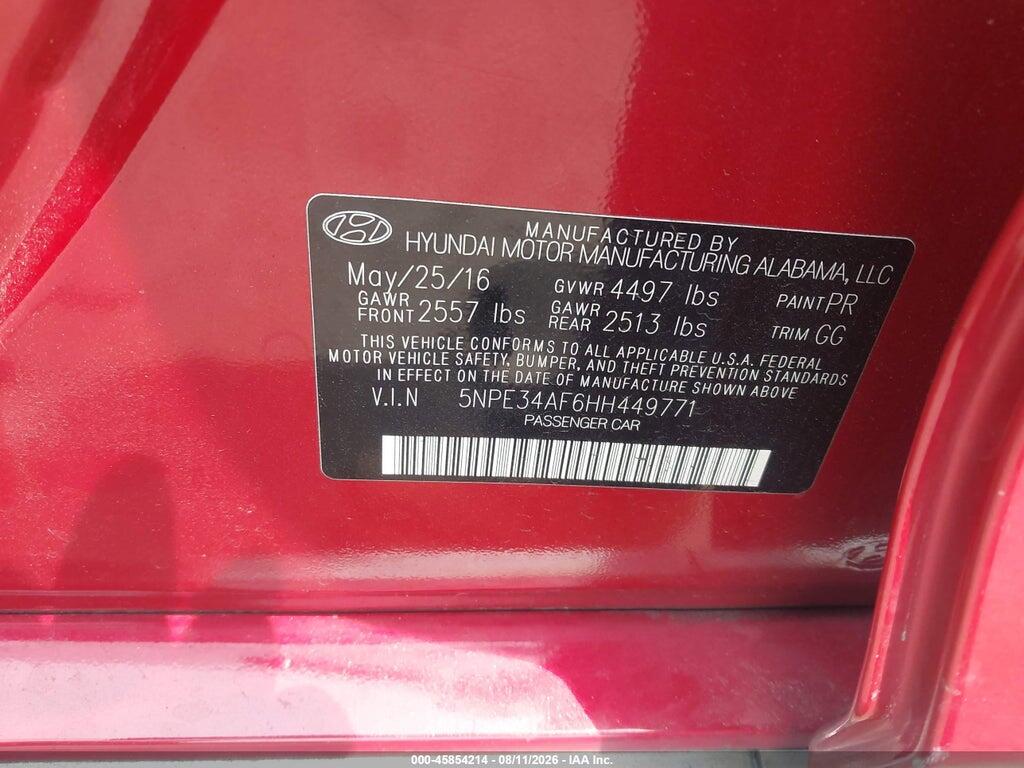 5NPE34AF6HH449771 2017 HYUNDAI SONATA photo no. 9