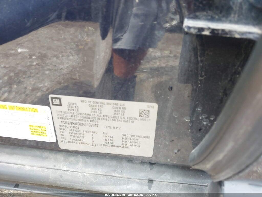 1GNKVHKDXHJ187947 2017 CHEVROLET TRAVERSE photo no. 9