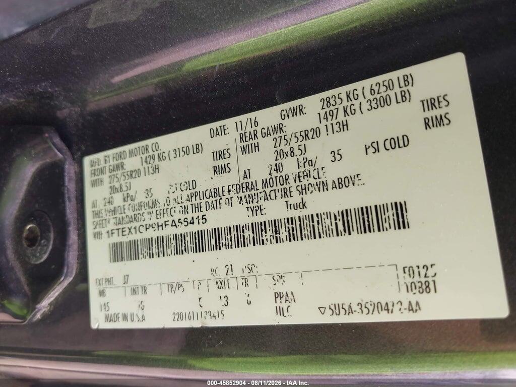 1FTEX1CP9HFA56415 2017 FORD F-150 photo no. 9